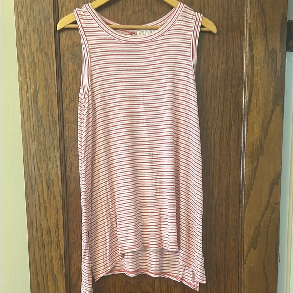 Striped Red and White Sleeveless Tank Top